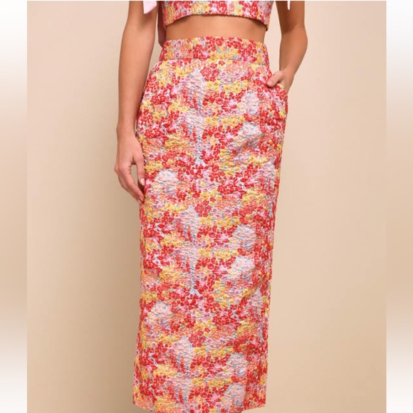 Lulus || Ellarina Pink Multi Metallic Tie-strap Two-piece Midi Dress - Picture 4 of 16